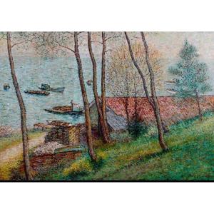 Jean VOLLET (1935-2015) Claouey Bassin d'Arcachon Huile sur toile 73 x 92cm