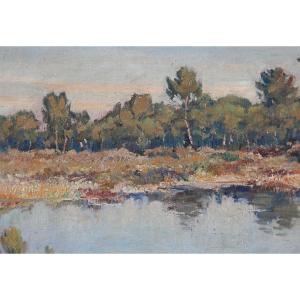 Louis Marius Gueit 1877-1956. Lagune dans les Landes 1920
