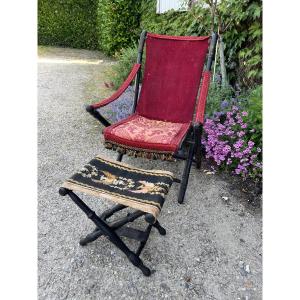 Chaise pliante et repose pied Napoléon III. 