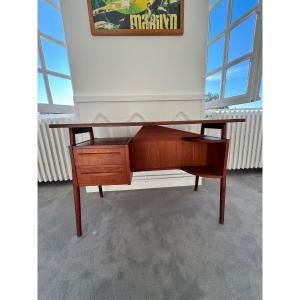 Teak Desk By Gunnar Nielsen Tibergaard For Tibergaard, Denmark, 1960s
