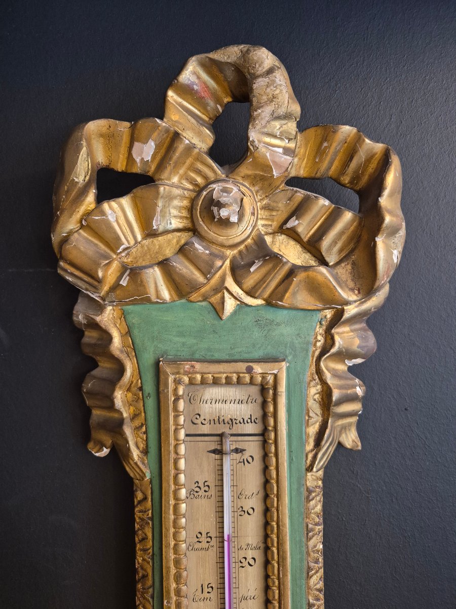 Baromètre bois polychrome, 18ème-photo-2