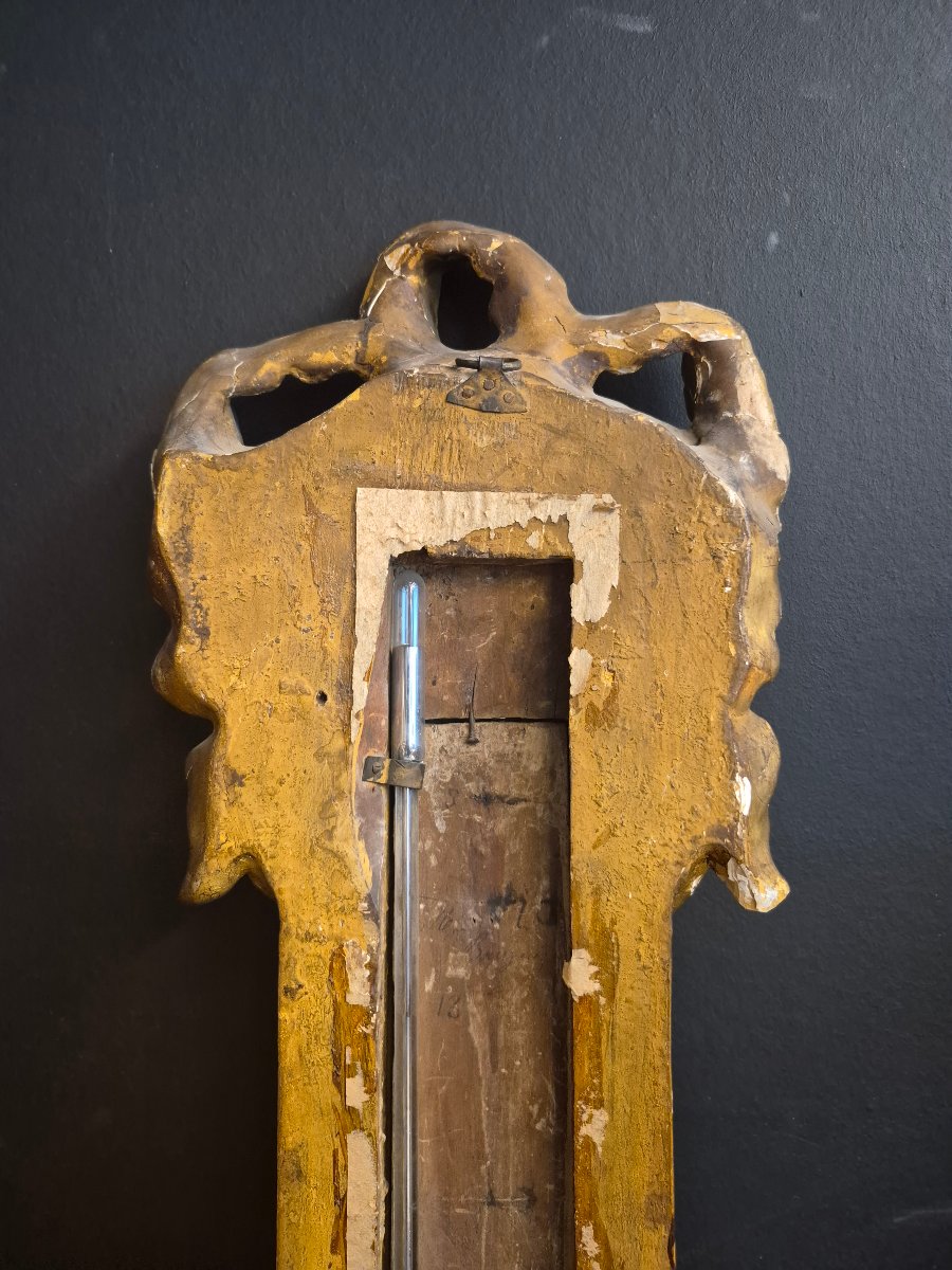 Baromètre bois polychrome, 18ème-photo-4