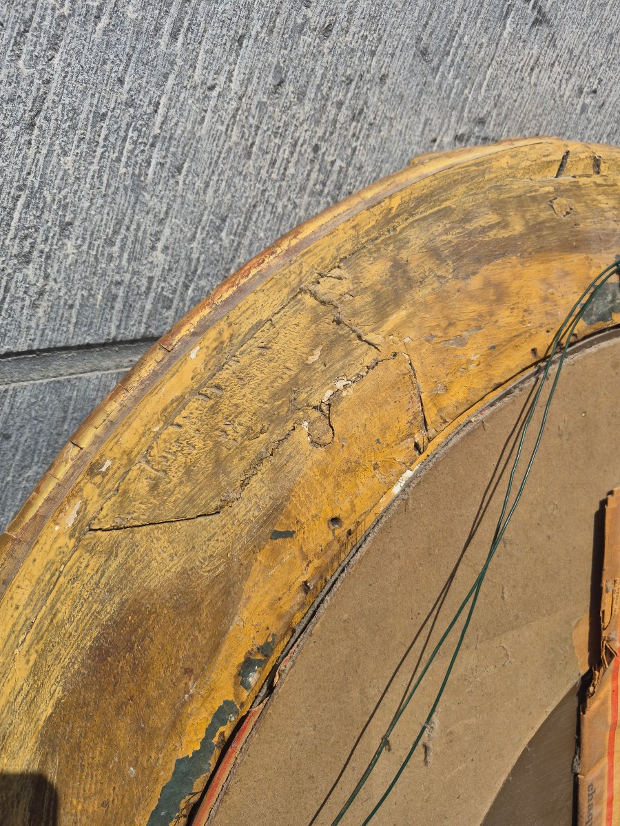 Oval Gilded Wood Mirror, 18th Century.-photo-2