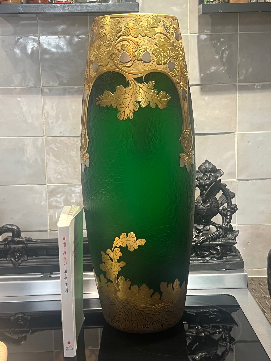 Pièce de Musée: Vase Monumental IMPERIAL "Chêne et Glands" par Francois-Théodore Legras-photo-2