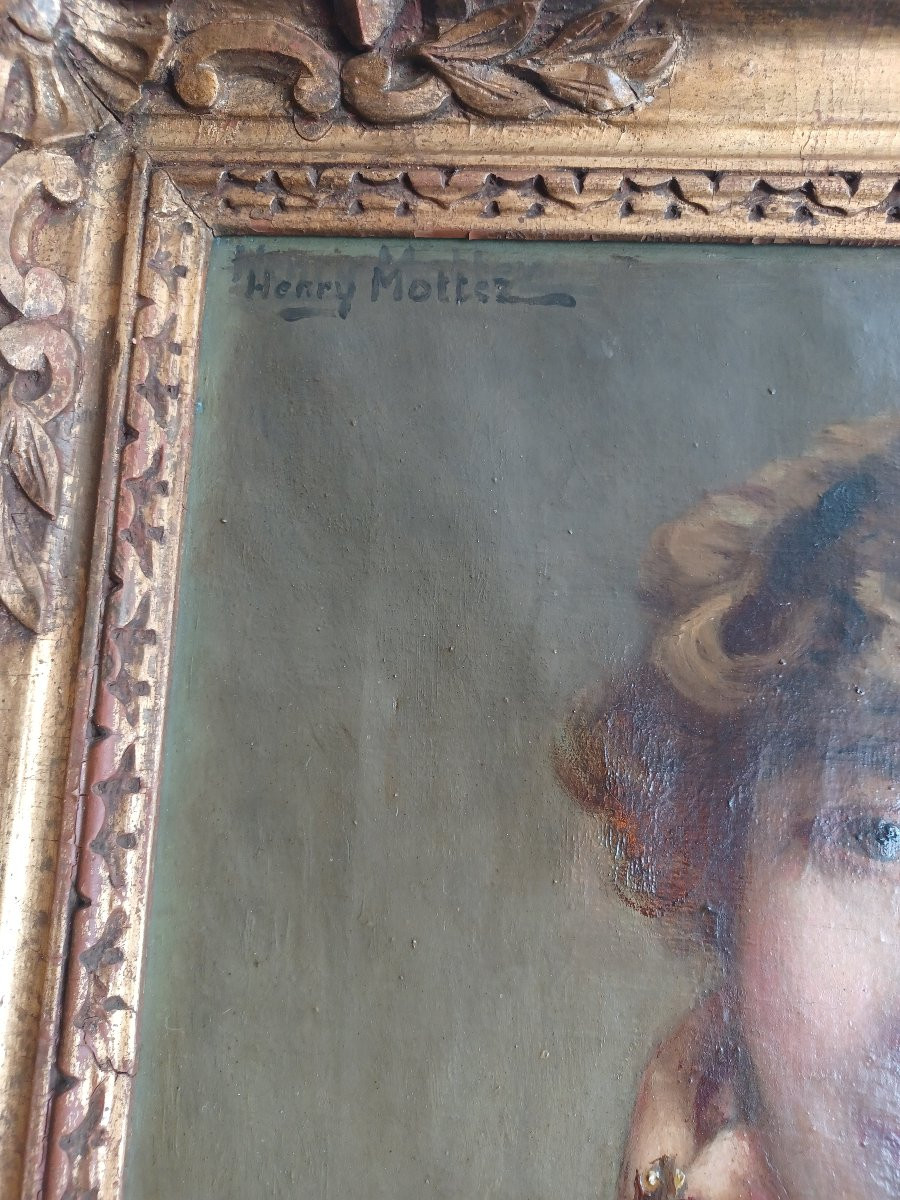 Portrait Of A Young Woman By Henri Mottez (1858-1937)-photo-2