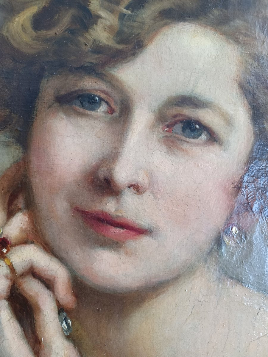 Portrait Of A Young Woman By Henri Mottez (1858-1937)-photo-1