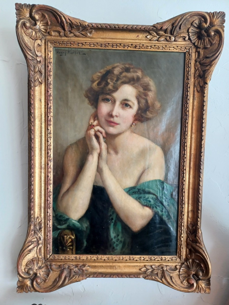 Portrait Of A Young Woman By Henri Mottez (1858-1937)