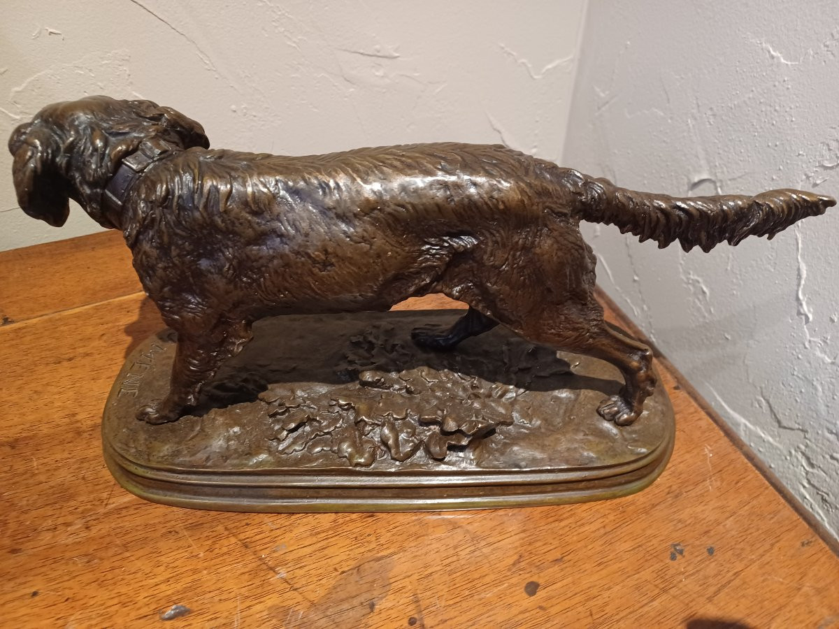 Bronze Sculpture "french Spaniel Dog" By Pierre-jules Mene (1810-1879)-photo-3