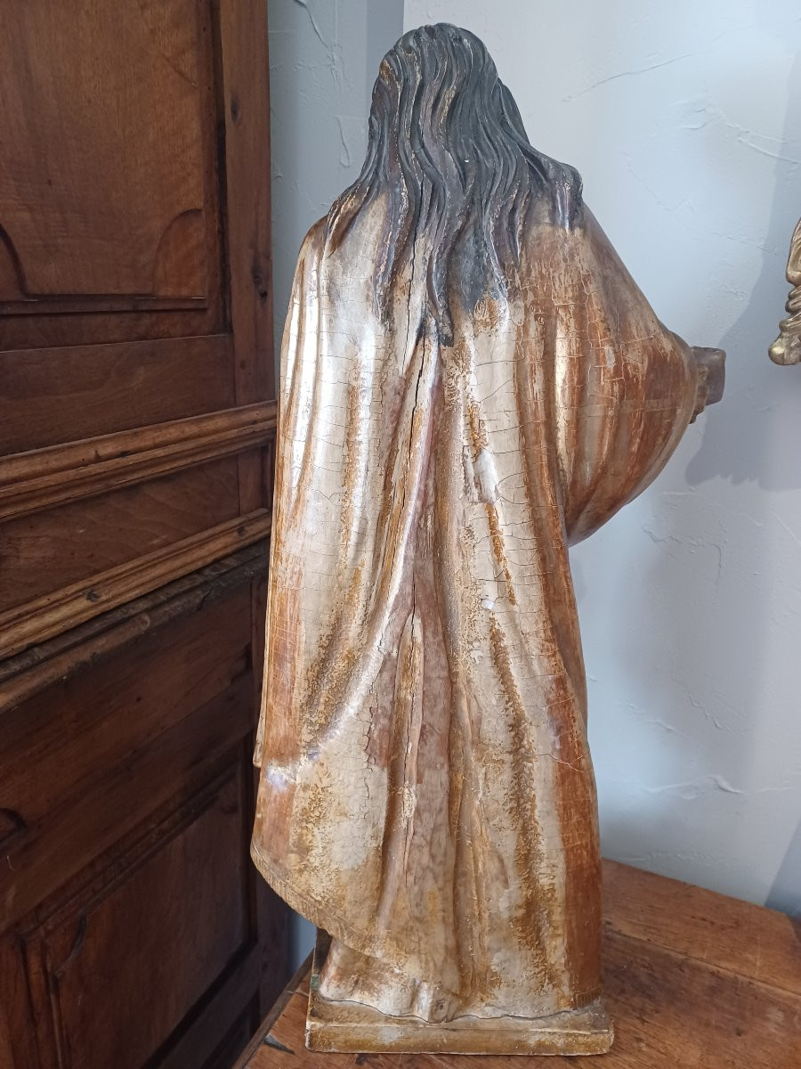 Large Gilded Wooden Statue Of The Virgin Mary, Late 18th And Early 19th Century-photo-4