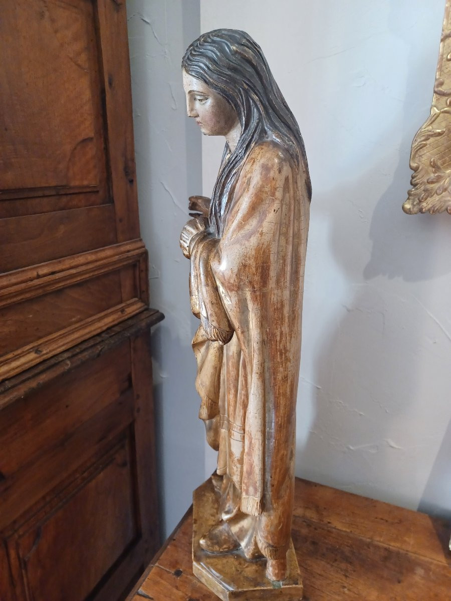 Large Gilded Wooden Statue Of The Virgin Mary, Late 18th And Early 19th Century-photo-1