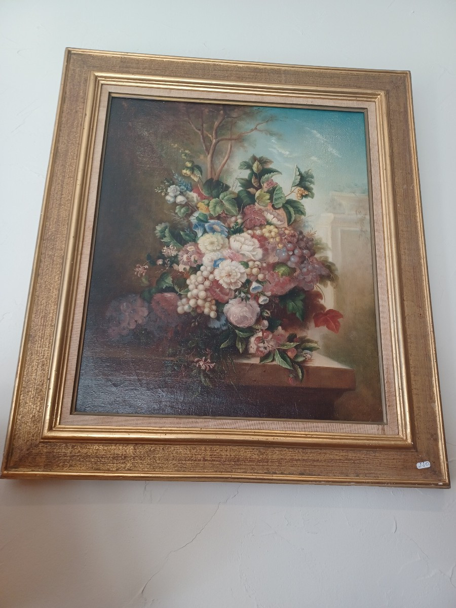 Tableau " Fleurs et Fruits" XIXème