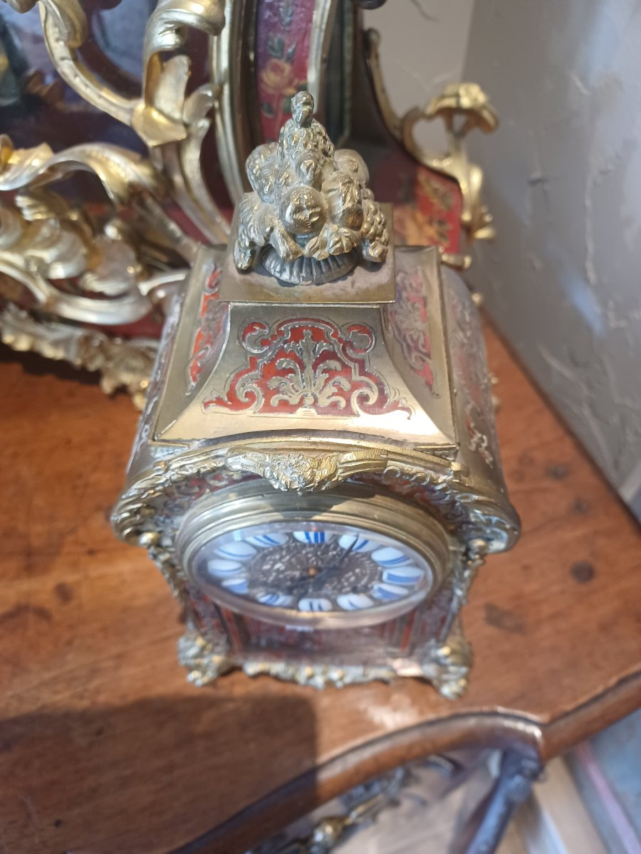 Pendule de cheminée , Boule en marqueterie bronze-photo-2