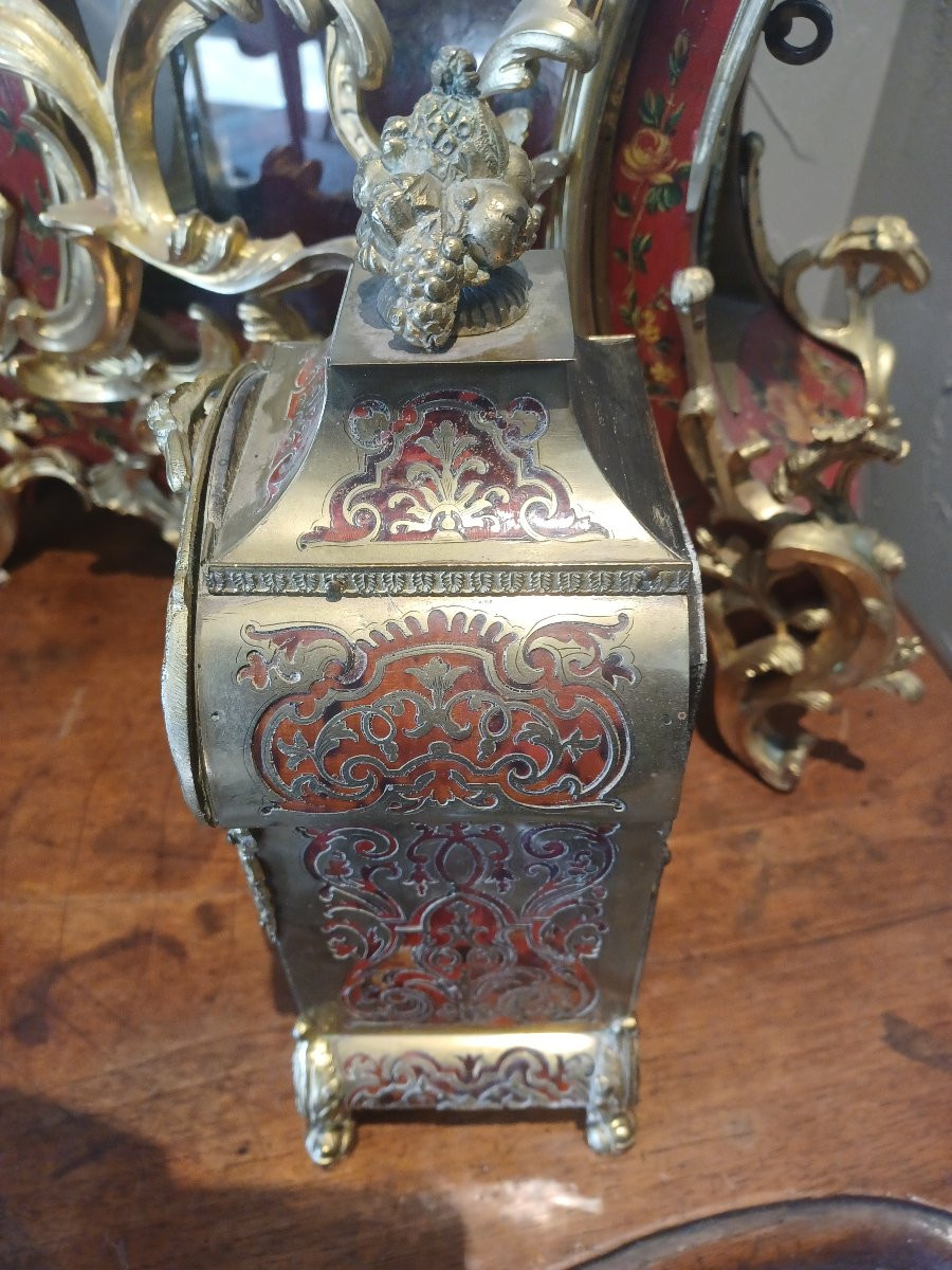 Pendule de cheminée , Boule en marqueterie bronze-photo-3