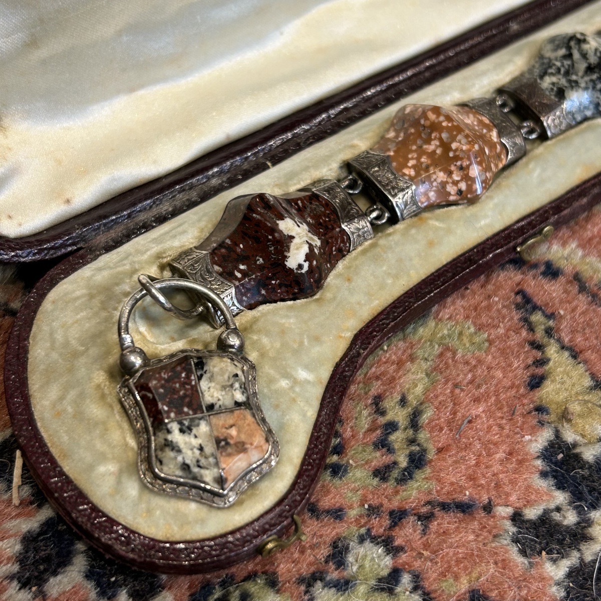 Antique Victorian Sterling Silver Bracelet 1858 Granite Case Sanderson&son Edinburgh XIX-photo-3