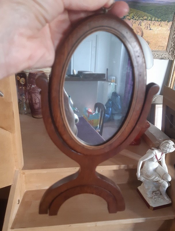 Lovely Oval Psyche Table Mirror In Mahogany Mercury Ice XIXth Century-photo-4