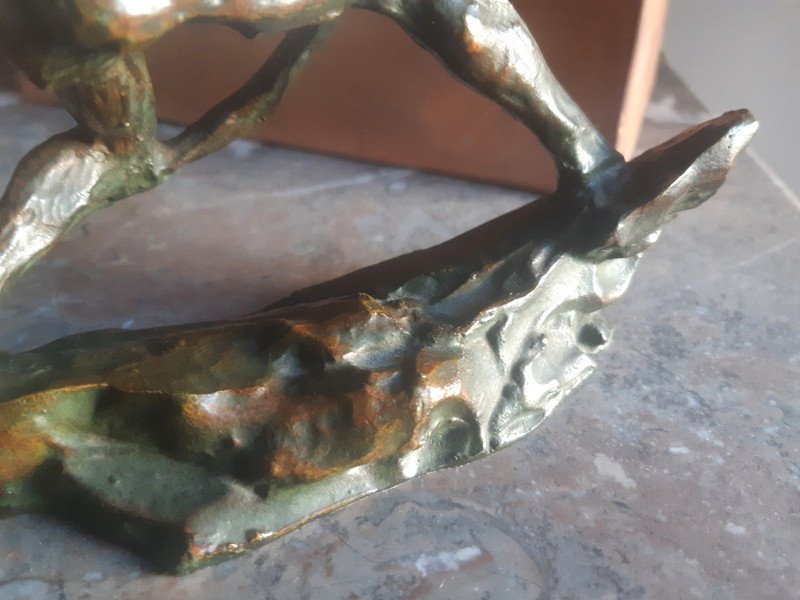 Pierre Le Faguays (1892-1962) Sculpture En Bronze d'époque Art Déco Vers 1930 Homme En Train De bander un arc-photo-3