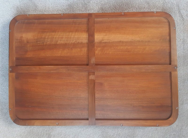 Elegant Serving Tray In Mahogany Or Walnut Wood With Detached Handles-photo-1