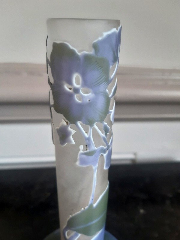 Vase Soliflore Gallé Aux Hortensias Signé à l'étoile Art Nouveau-photo-6