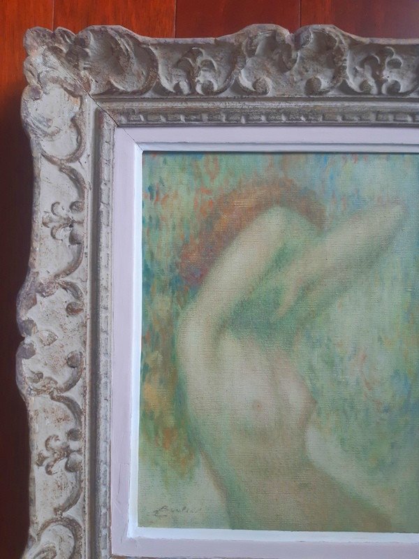 Lucien Boulier (1882 - 1963) Naked Pointillist Young Naked Woman Arms Raised In Her Montparnasse Frame-photo-2