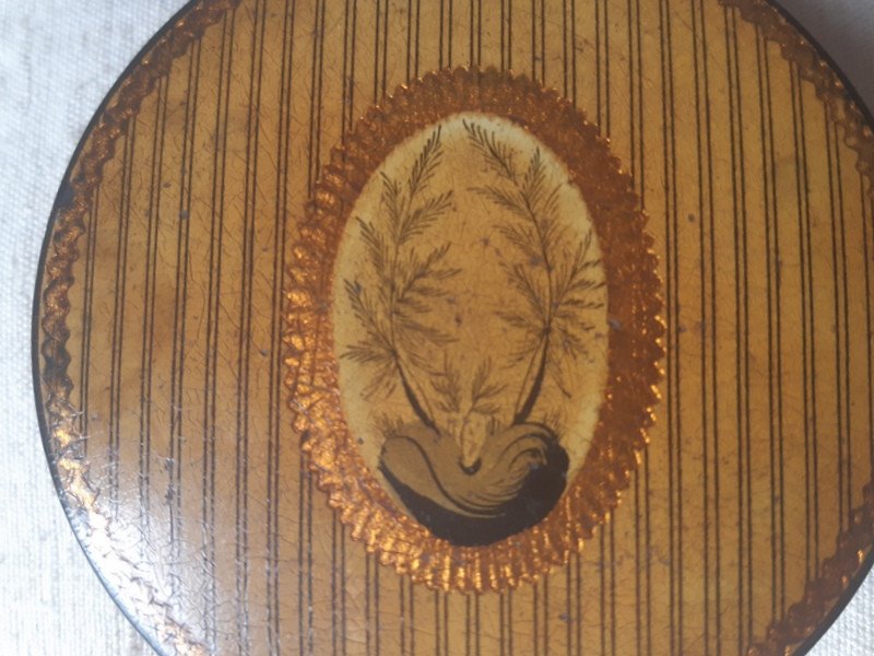 Boîte Tabatière En Verni Martin Ornée d'Un Médaillon Ovale Epoque Louis XVI-photo-2