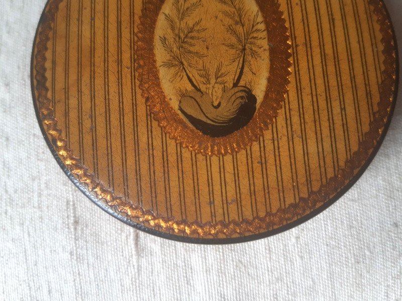 Boîte Tabatière En Verni Martin Ornée d'Un Médaillon Ovale Epoque Louis XVI-photo-3