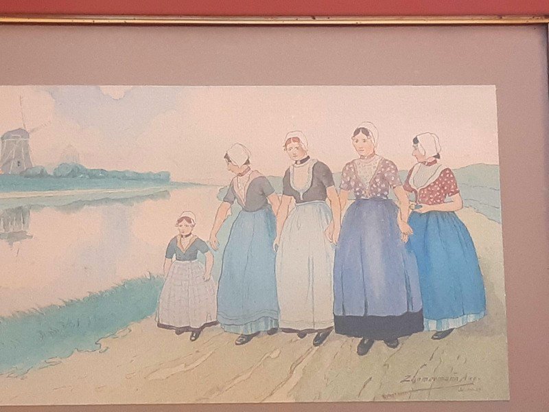 Zimmermann Auguste Watercolor Scene Of Dutch Life Netherlands Holland (2)-photo-2