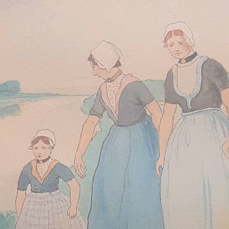 Zimmermann Auguste Watercolor Scene Of Dutch Life Netherlands Holland (2)-photo-1