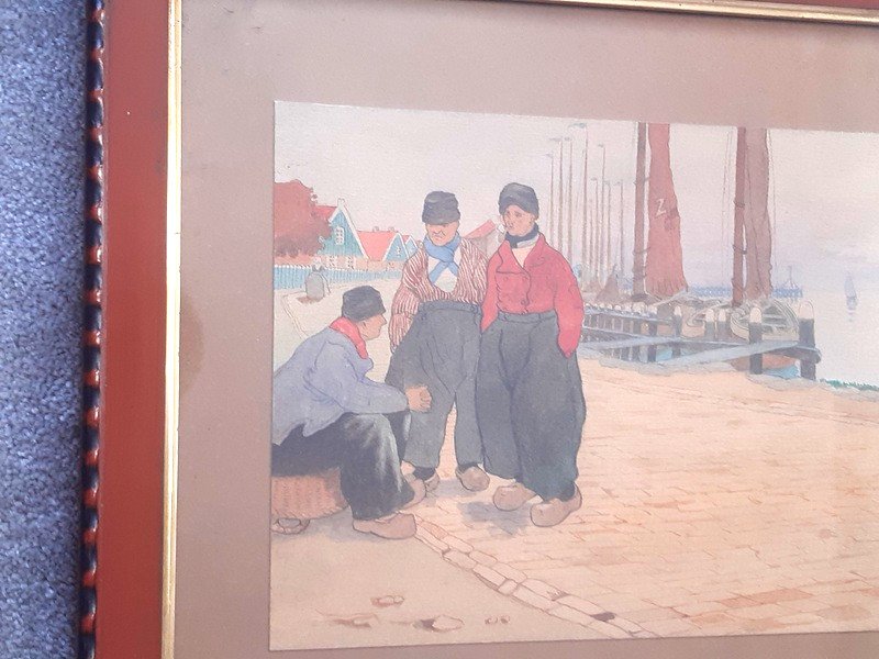 Zimmermann Auguste Aquarelle Scène De Vie Hollandaise Pays Bas Hollande (4)-photo-2
