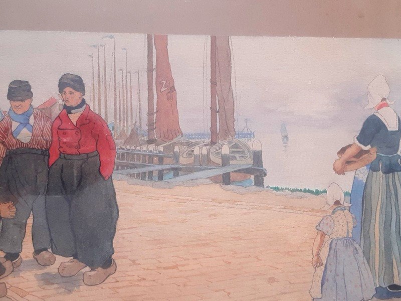 Zimmermann Auguste Aquarelle Scène De Vie Hollandaise Pays Bas Hollande (4)-photo-3
