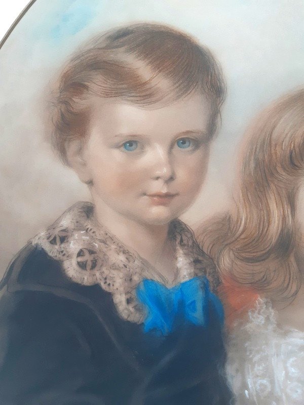 Alexander Blaikley (1816 Glasgow -1903 Londres) Paire De Portraits d'Enfants  portrait Aux Pastels Aquarelle gouache-photo-3