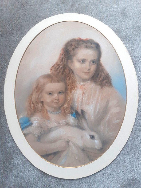 Alexander Blaikley (1816 Glasgow -1903 Londres) Paire De Portraits d'Enfants  portrait Aux Pastels Aquarelle gouache-photo-5