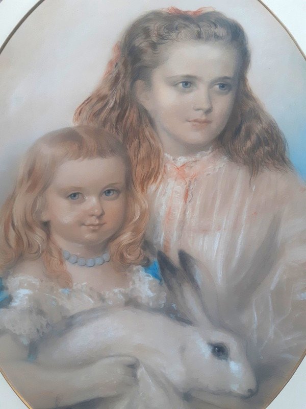 Alexander Blaikley (1816 Glasgow -1903 Londres) Paire De Portraits d'Enfants  portrait Aux Pastels Aquarelle gouache-photo-6