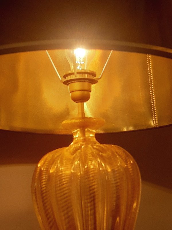 Barovier & Toso Large Murano Table Lamp Signed-photo-5