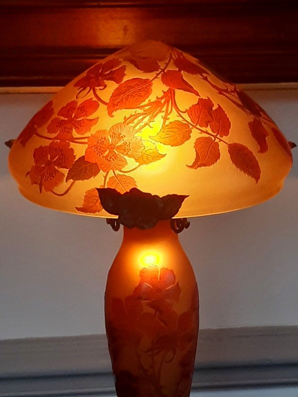 d'Argental Paul Nicolas Grande Lampe Champignon Aux églantines De 55 Cm Art Nouveau-photo-2