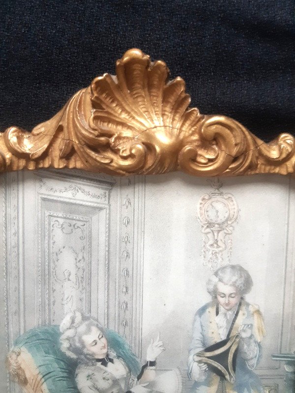 Lovely Small Frame In Wood And Golden Stucco Decorated With Napoleon III Shells (1)-photo-3