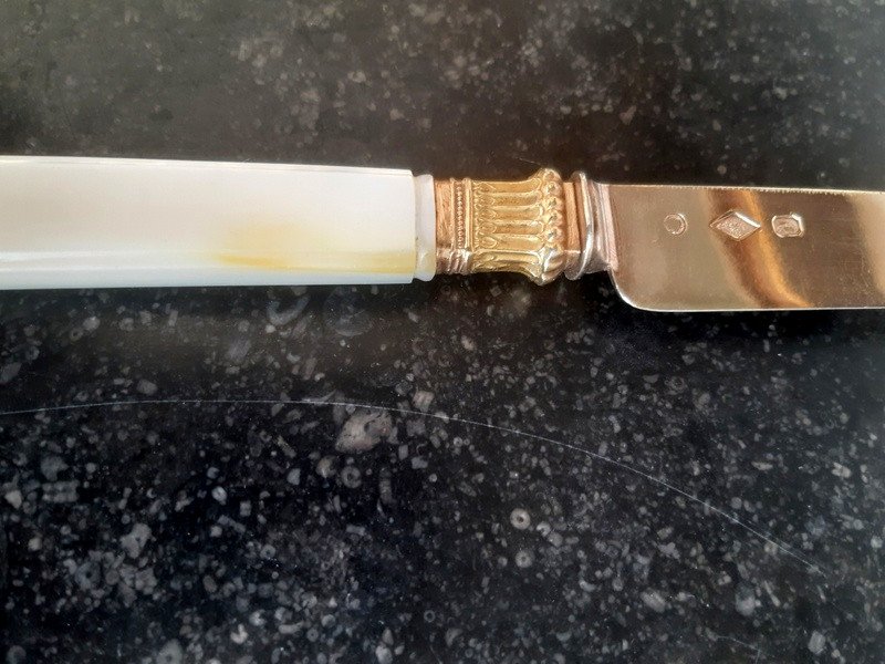 Cardeilhac Ravissante Suite De 11 Couteaux à Dessert En Vermeil Et Nacre époque 1819-1838-photo-6