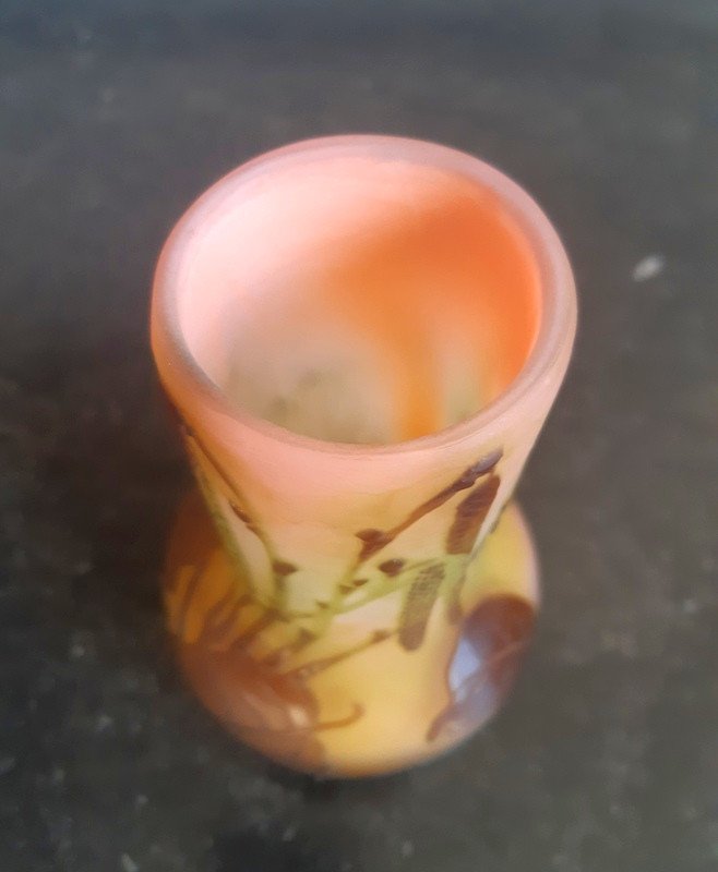 Vase Gallé à Décor De Chatons Du Noisetier Art Nouveau-photo-5
