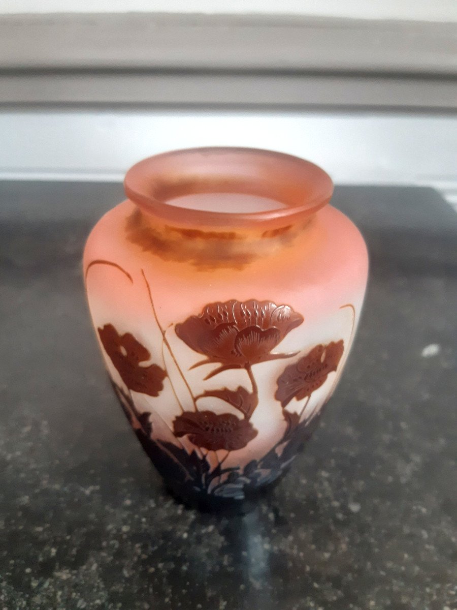 Gallé Vase Decorated With Buttercups And Art Nouveau Grasses-photo-2