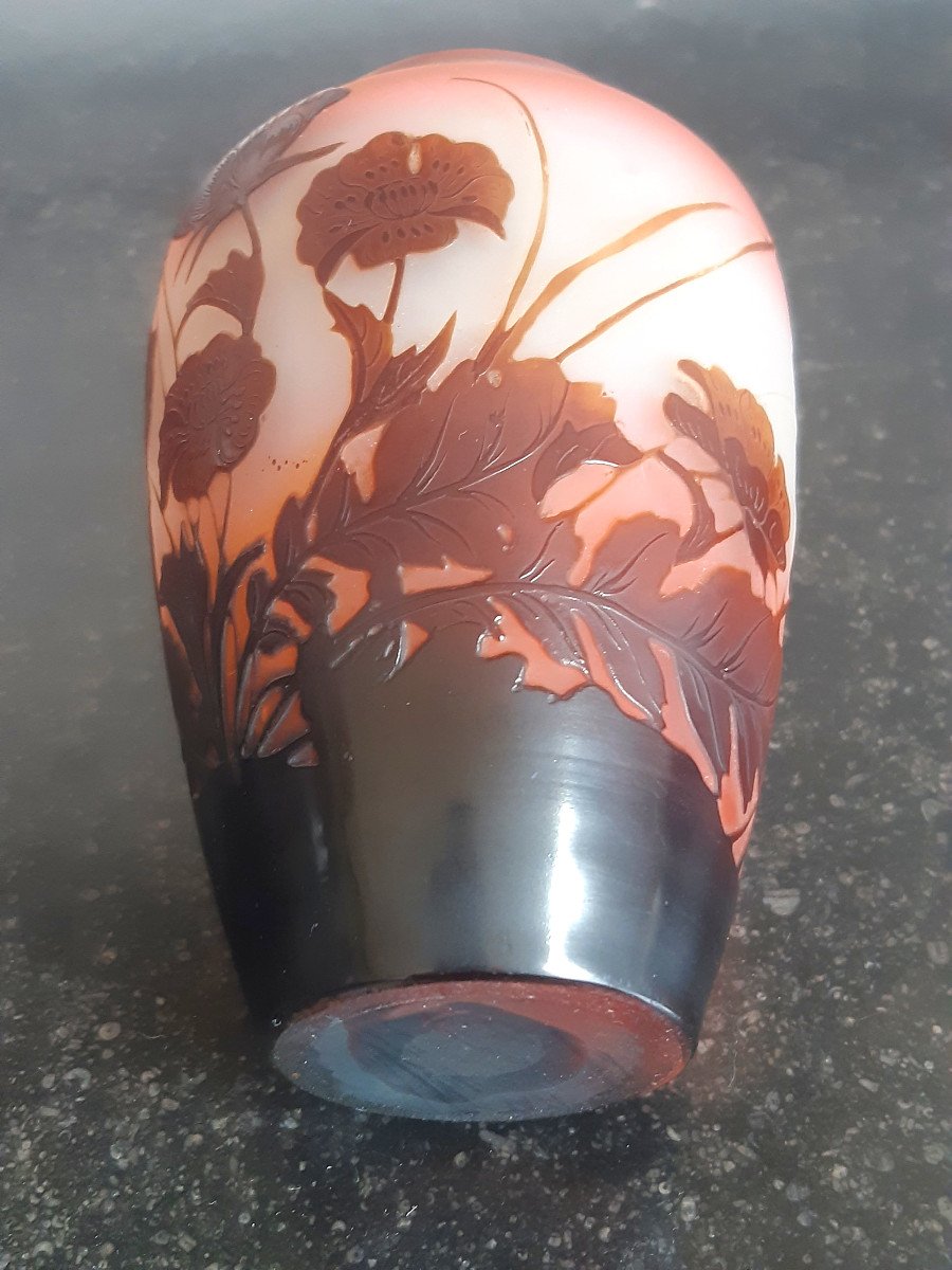 Vase Gallé à Décor De Boutons d'Or Et Graminées Art Nouveau  -photo-6