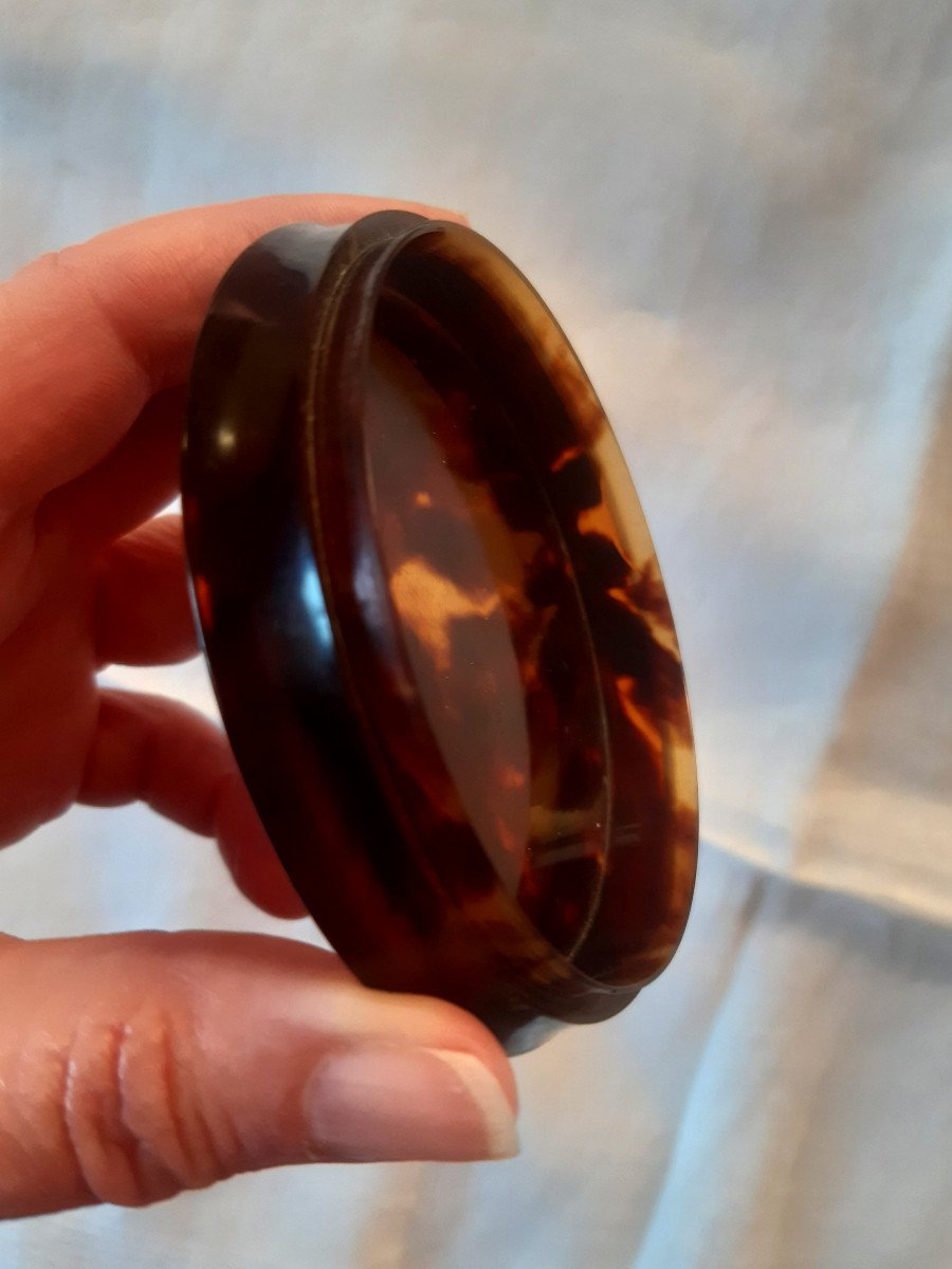 Tortoiseshell Snuff Box Decorated With A Watercolor Miniature On Pencil Lines In A Country With Trees-photo-5
