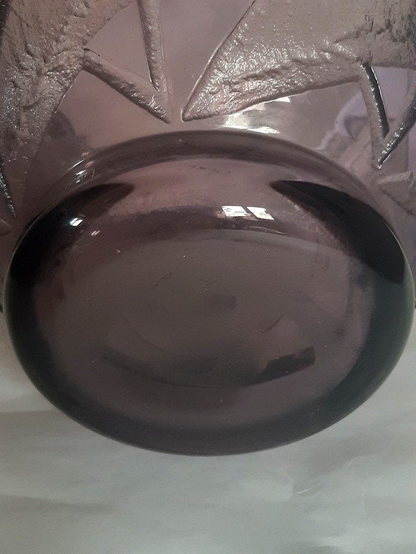 Important Daum Nancy Vase With Geometric Decor Etched In Acid Art Deco Period Circa 1930-photo-2