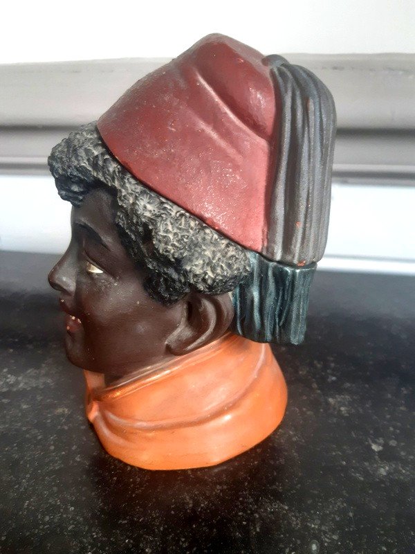 Bernard Bloch Tobacco Box Pot Bernhard Bloch In Terracotta Head Of Young Nubian Boy Orientalist Late 19th Century-photo-3