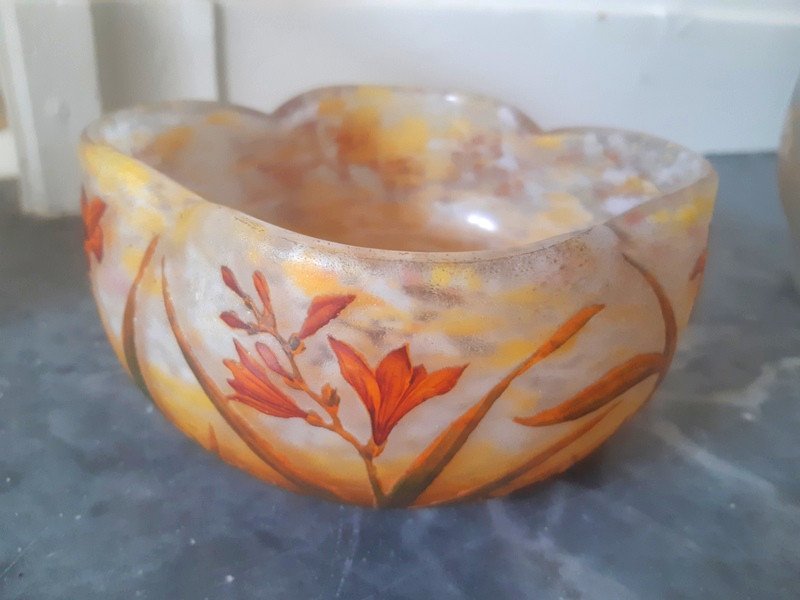 Beautiful Daum Nancy Cup Decor De Montbrétias By Henri Berger 1900 Art Nouveau-photo-2