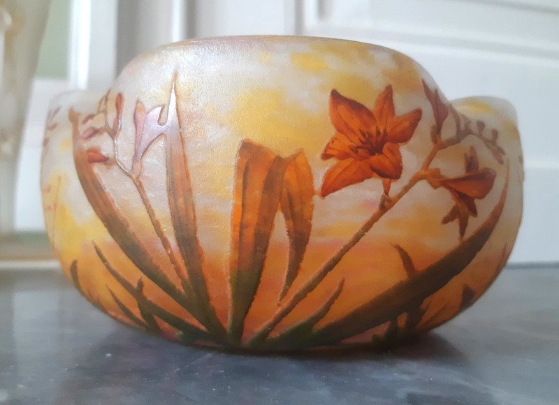 Beautiful Daum Nancy Cup Decor De Montbrétias By Henri Berger 1900 Art Nouveau-photo-2