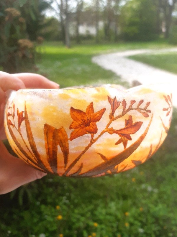 Beautiful Daum Nancy Cup Decor De Montbrétias By Henri Berger 1900 Art Nouveau-photo-7