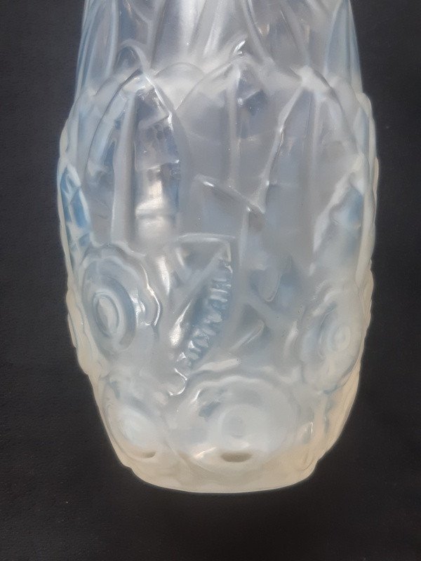 André Hunebelle Art Deco Opalescent Glass Flora Vase 1927-1931 Period "-photo-3