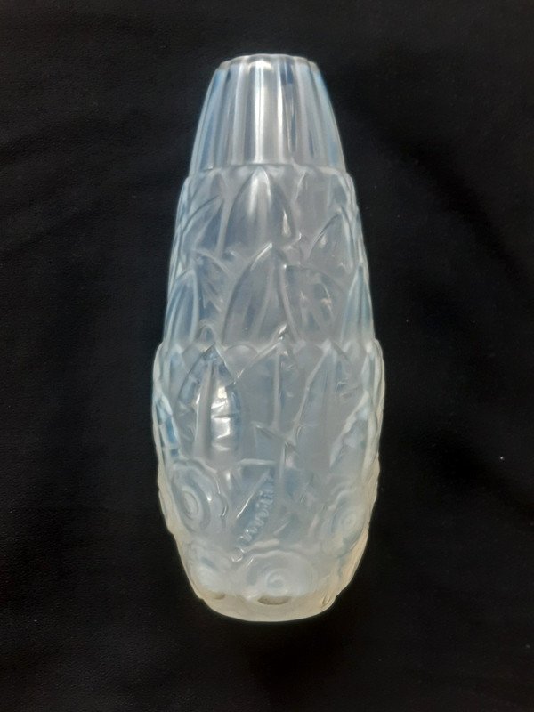 André Hunebelle Art Deco Opalescent Glass Flora Vase 1927-1931 Period "-photo-4