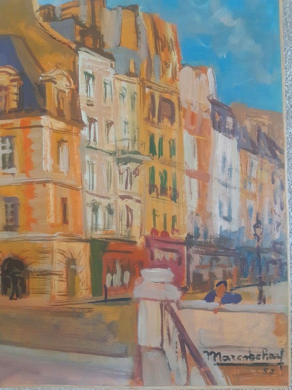 Marco Behar (1898-1959) Painting Paris Place Dauphine / Tuileries Garden Oil Painting-photo-3