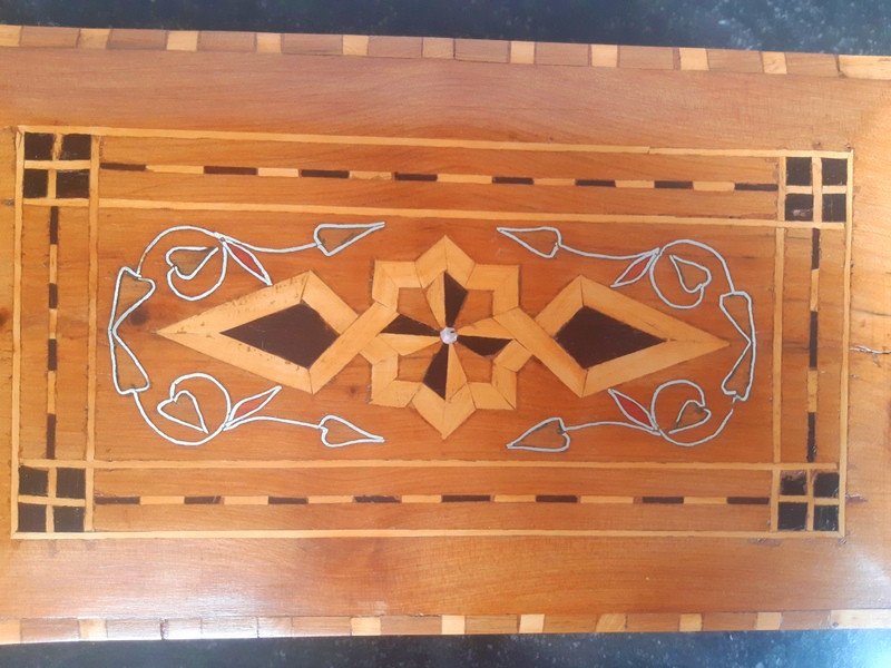 Oriental Box Syrian Box In Mosaic Wood Marquetry And Metal Inlays-photo-5
