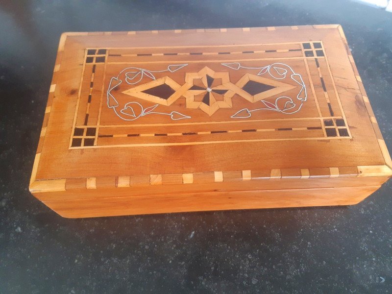 Oriental Box Syrian Box In Mosaic Wood Marquetry And Metal Inlays-photo-6